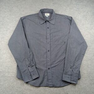 Paul Frank Shirt Mens XL Gray Stripe Button Front Long Sleeve Poly Cotton Casual